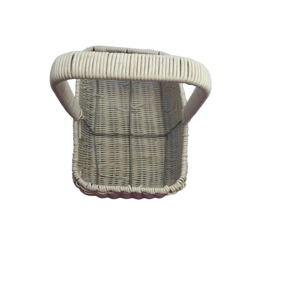 White Basket Rectangle Handle Laminated Metal Wedding Shower Cottage Easter - Picture 3 of 8
